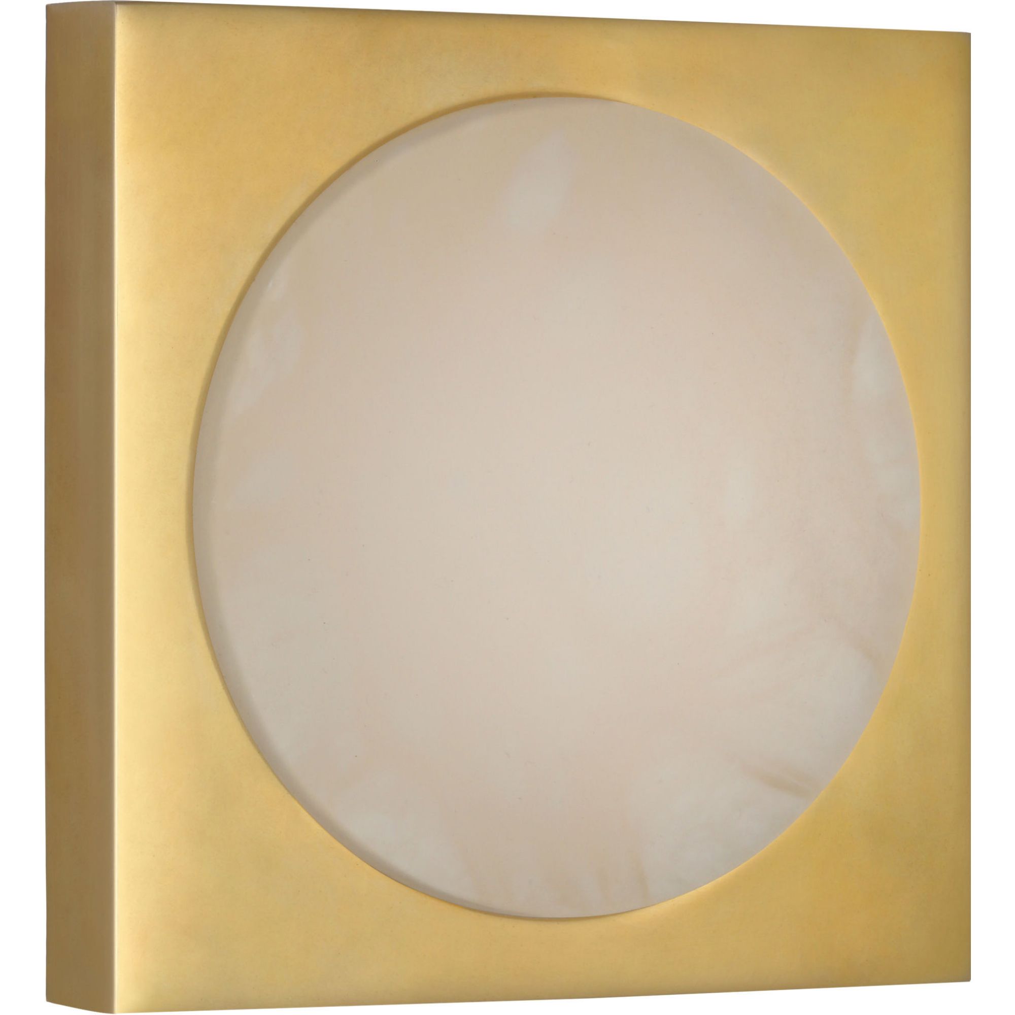 Kelly Wearstler Dichotomy 5" Sconce in Antique-Burnished Brass with Alabaster W4.5" x H4.5" x E0.75"