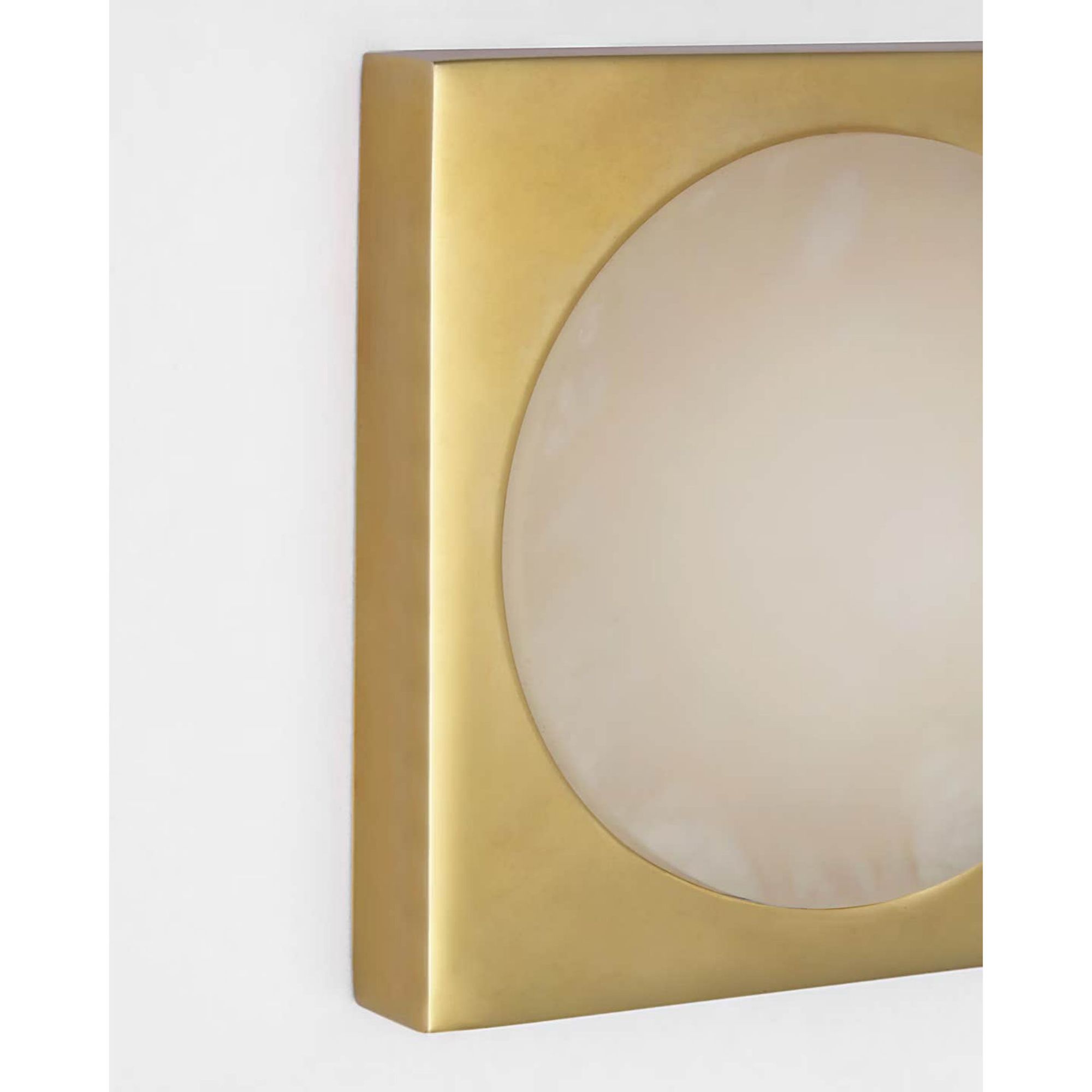 Kelly Wearstler Dichotomy 5" Sconce in Antique-Burnished Brass with Alabaster W4.5" x H4.5" x E0.75"