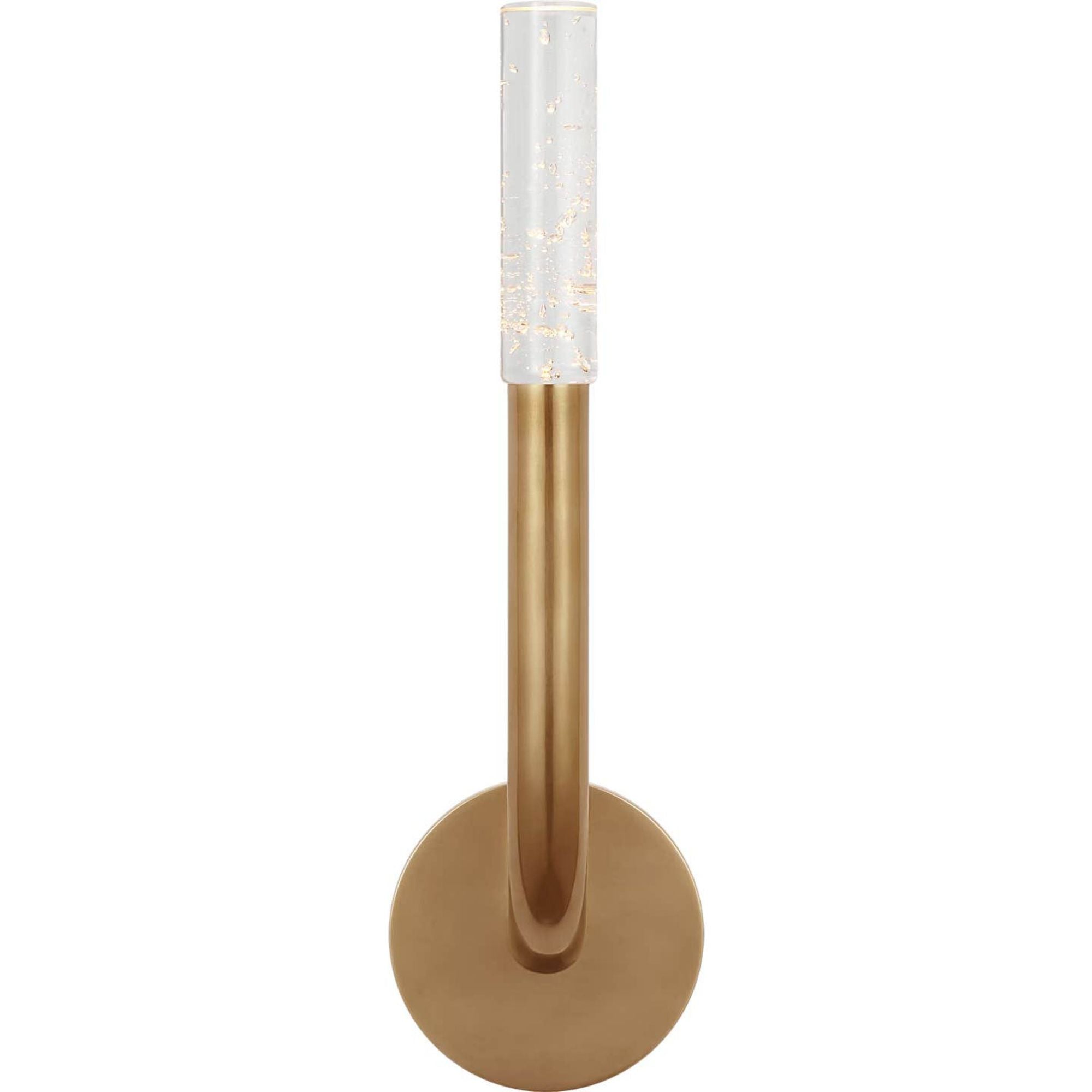 Kelly Wearstler Rousseau 15" Single Sconce in Antique-Burnished Brass with Seeded Glass W4.5" x H15.25" x E3.75"