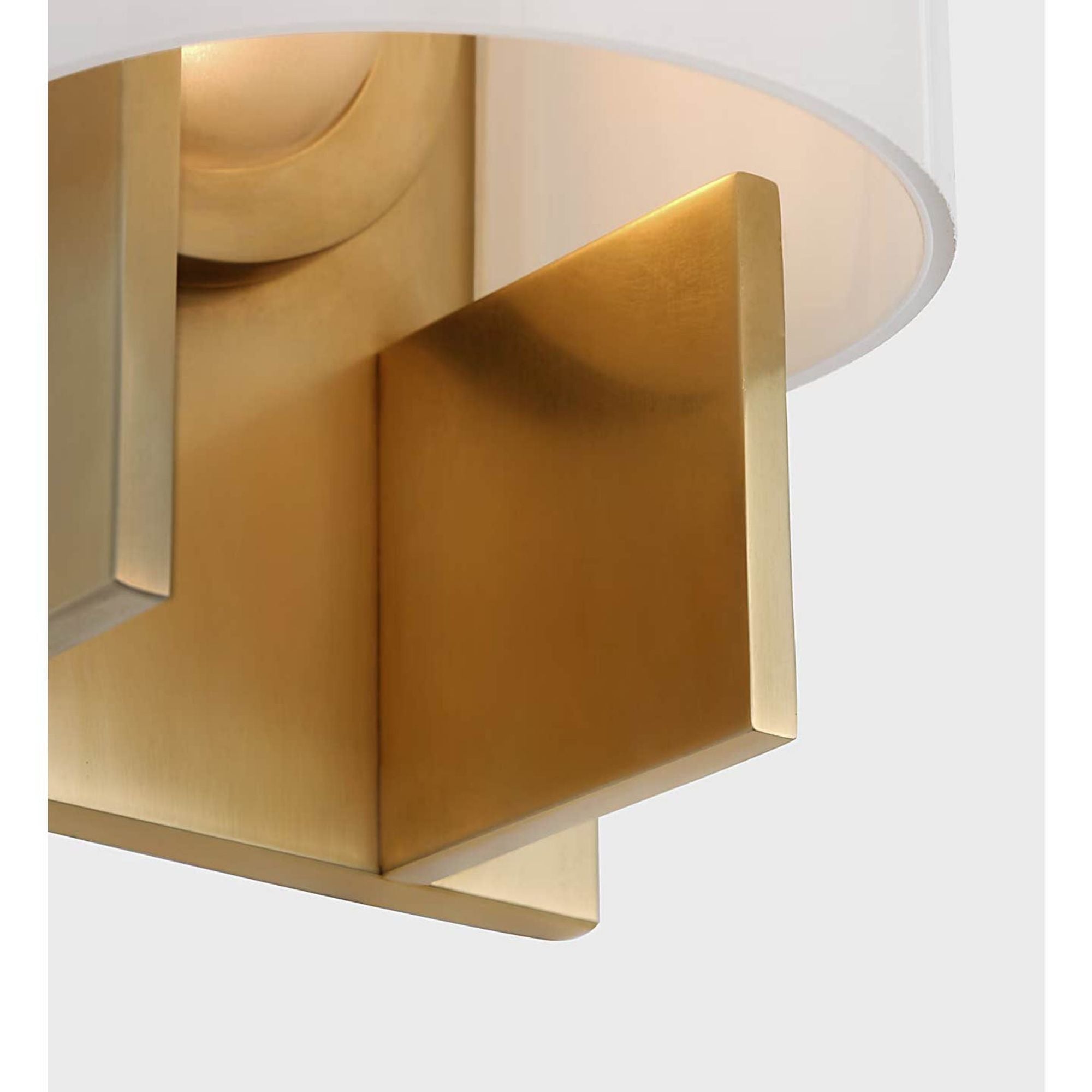 Kelly Wearstler Trouve 8" Sconce in Antique-Burnished Brass with White Glass W4.5" x H8" x E4"