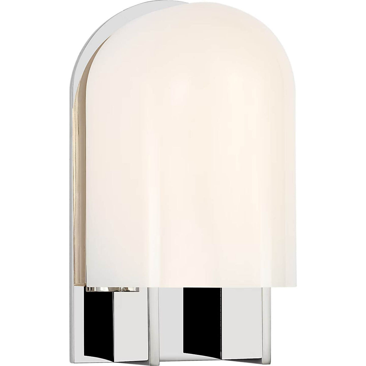 Kelly Wearstler Trouve 8" Sconce in Polished Nickel with White Glass W4.5" x H8" x E4"