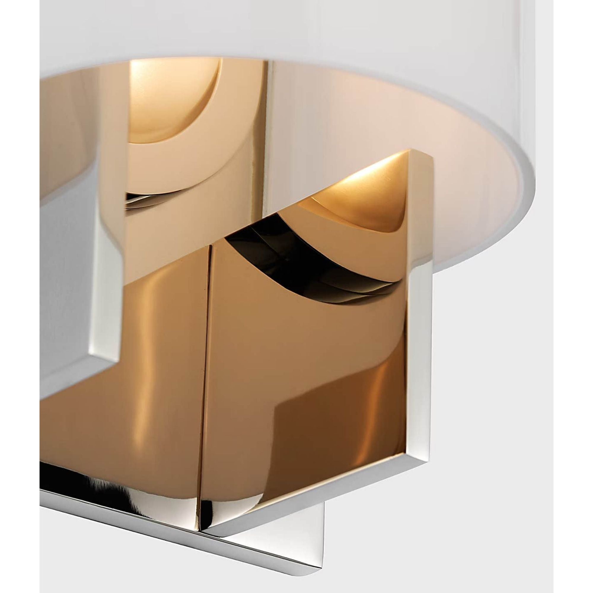 Kelly Wearstler Trouve 8" Sconce in Polished Nickel with White Glass W4.5" x H8" x E4"