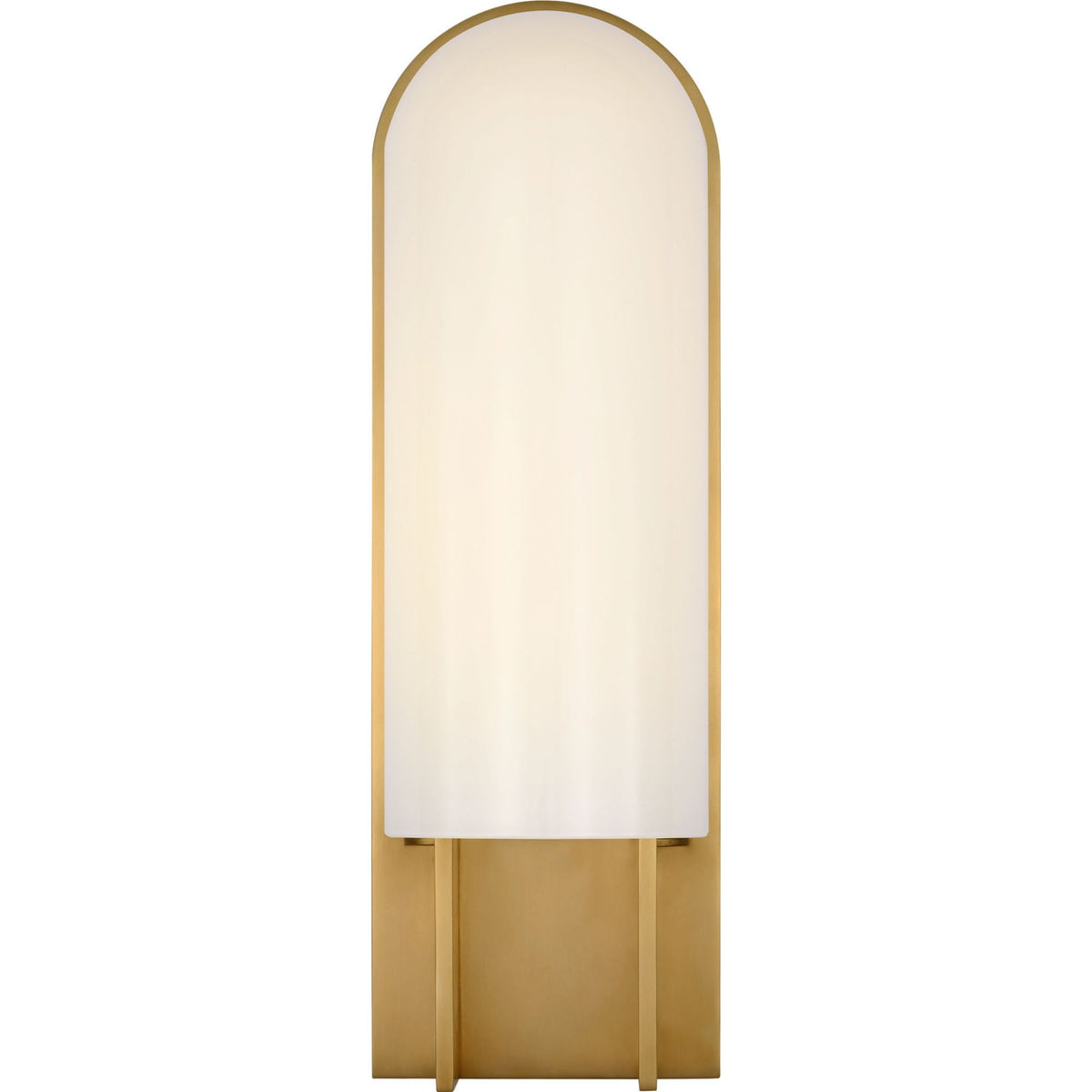 Kelly Wearstler Trouve 14" Sconce in Antique-Burnished Brass with White Glass W4.5" x H14" x E4"