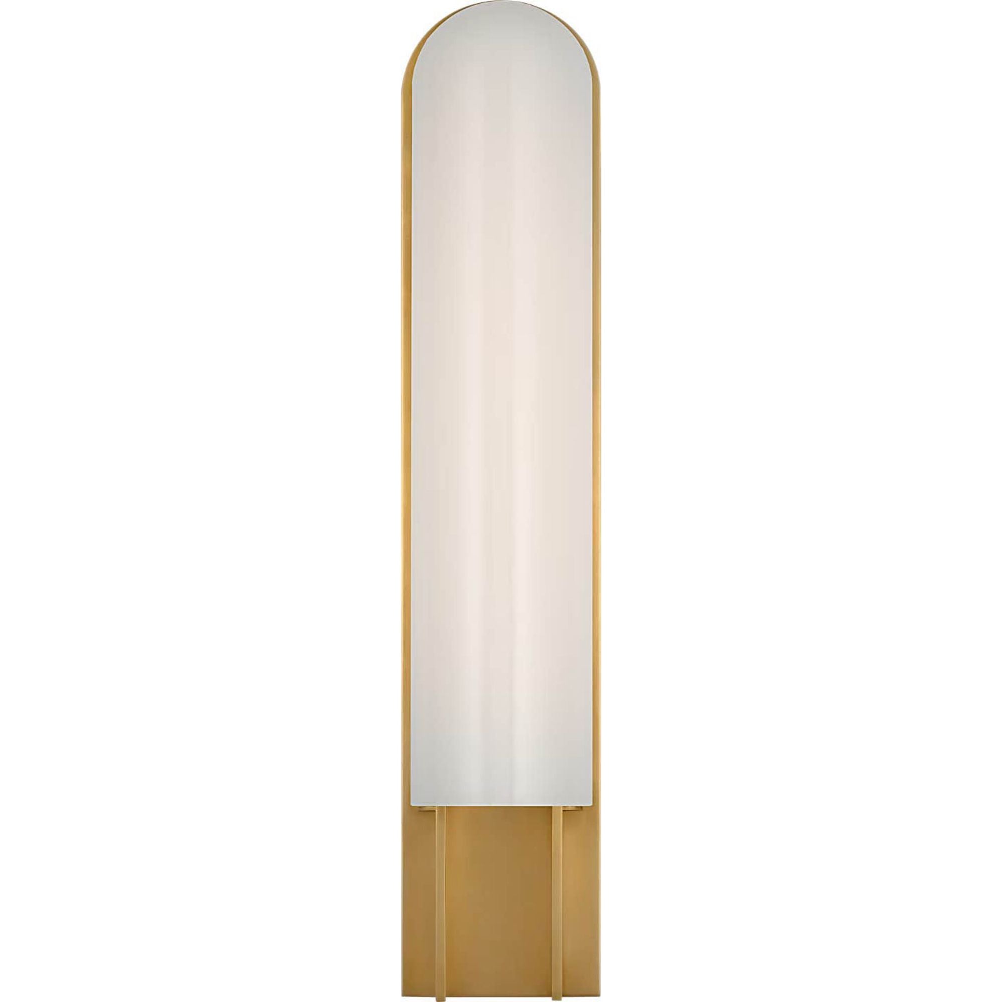 Kelly Wearstler Trouve 23" Sconce in Antique-Burnished Brass with White Glass W4.5" x H23" x E4"