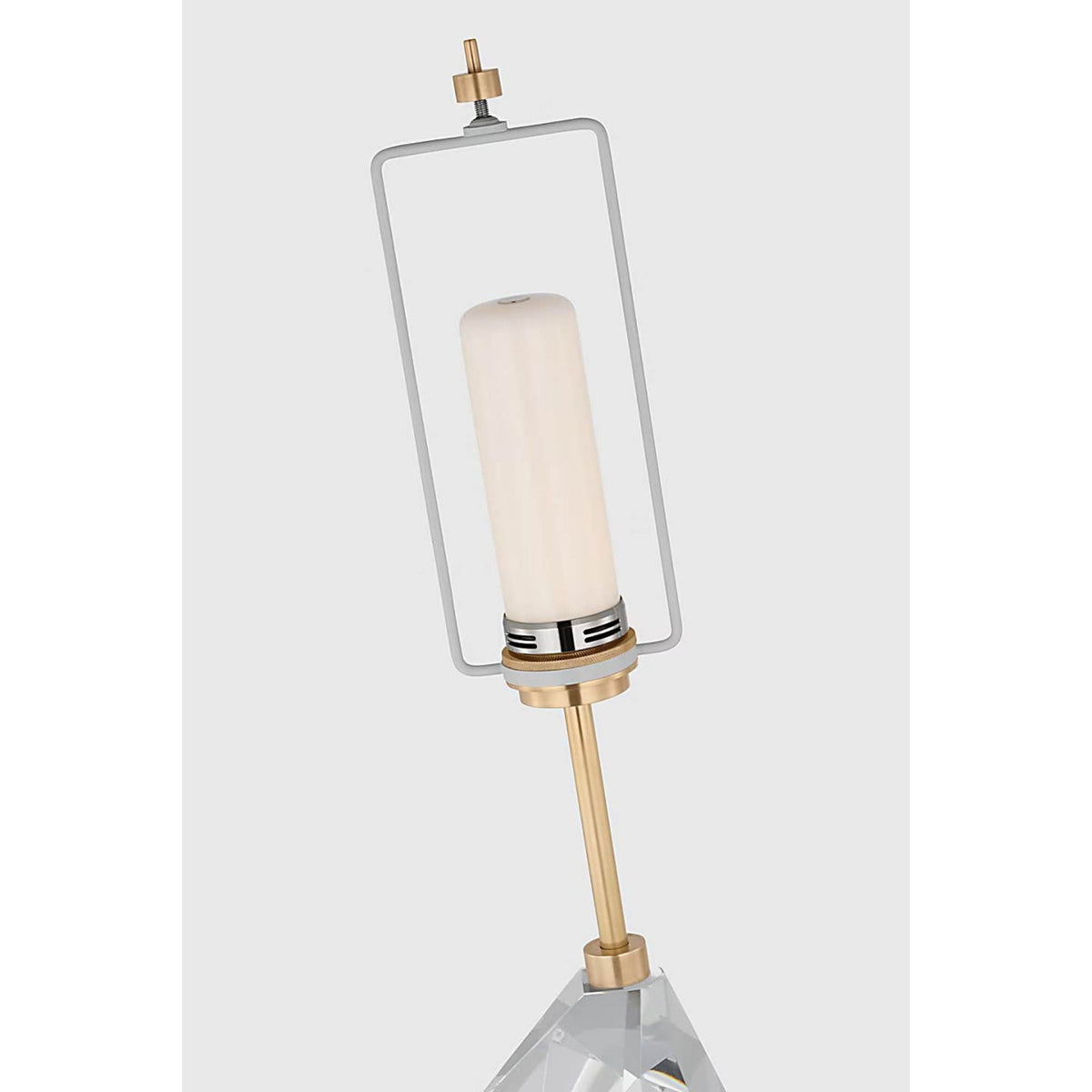 Kelly Wearstler Halcyon Accent Cordless Table Lamp in Crystal with Linen Shade W8" x H24.75"