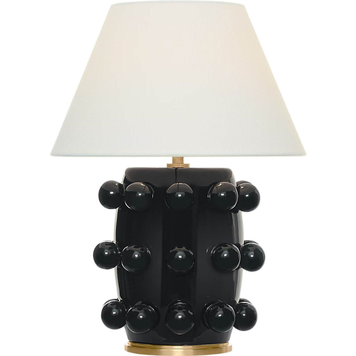Kelly Wearstler Linden 14" Cordless Table Lamp in Black with Linen Shade W10.5" x H14"