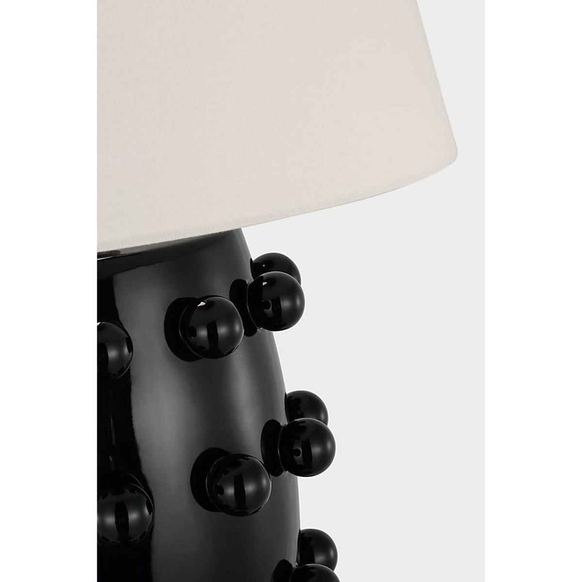 Kelly Wearstler Linden Medium Cordless Table Lamp in Black with Linen Shade W17" x H26.25"