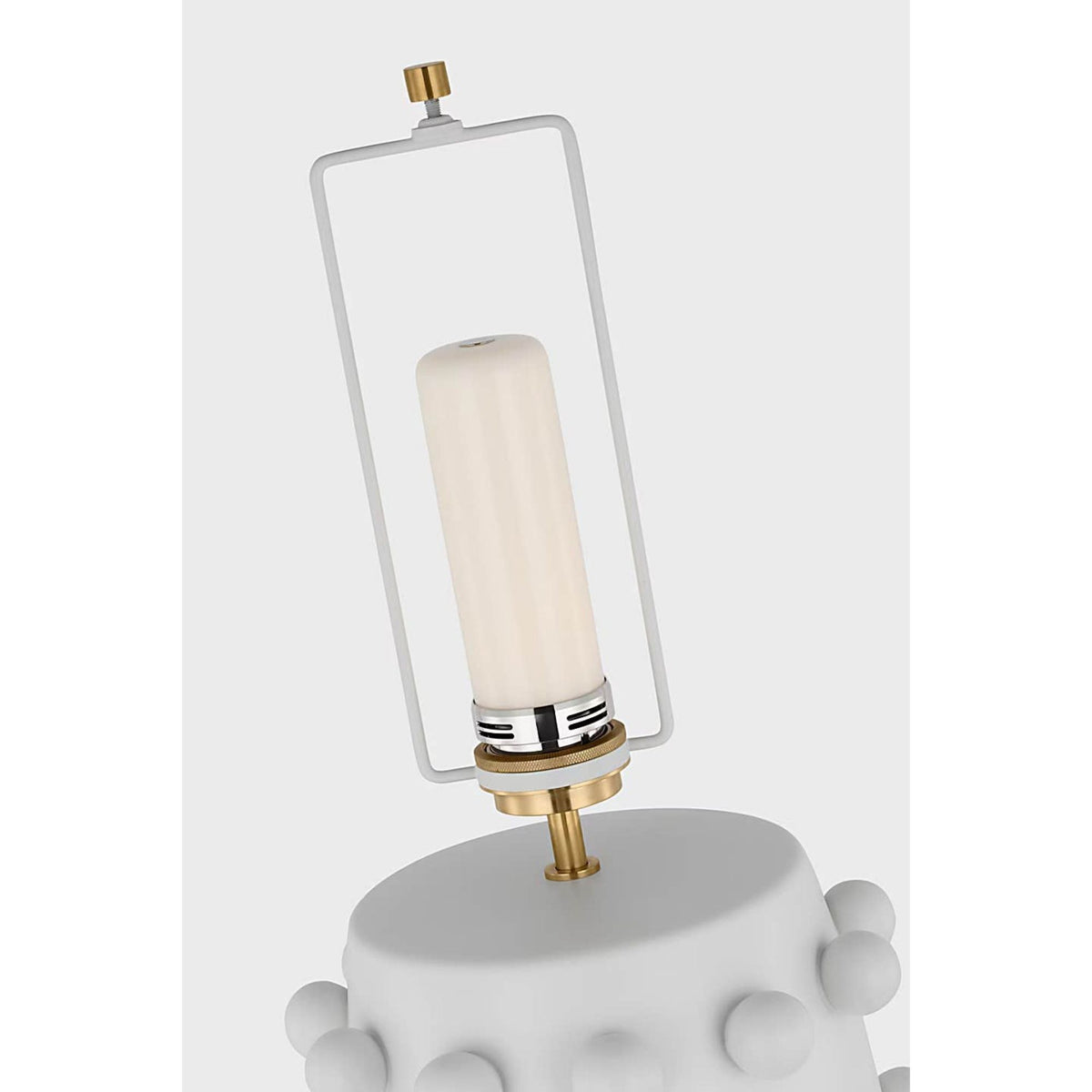 Kelly Wearstler Linden Medium Cordless Table Lamp in Plaster White with Linen Shade W17" x H26.25"
