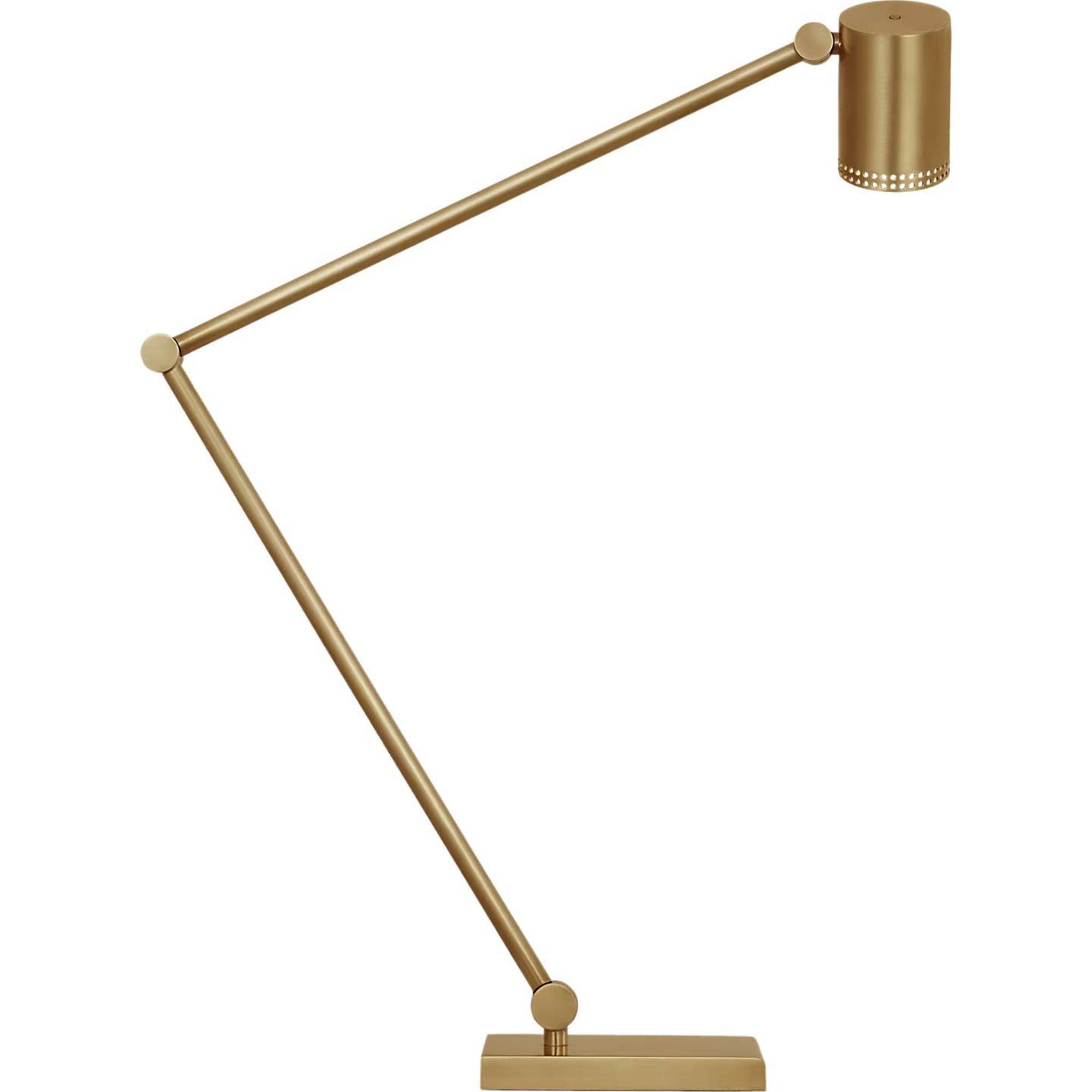 Kelly Wearstler Precision Articulating Table Lamp in Antique-Burnished Brass with White Glass W5" x H19.5" - 30.25" x E17.25" - 21.25"