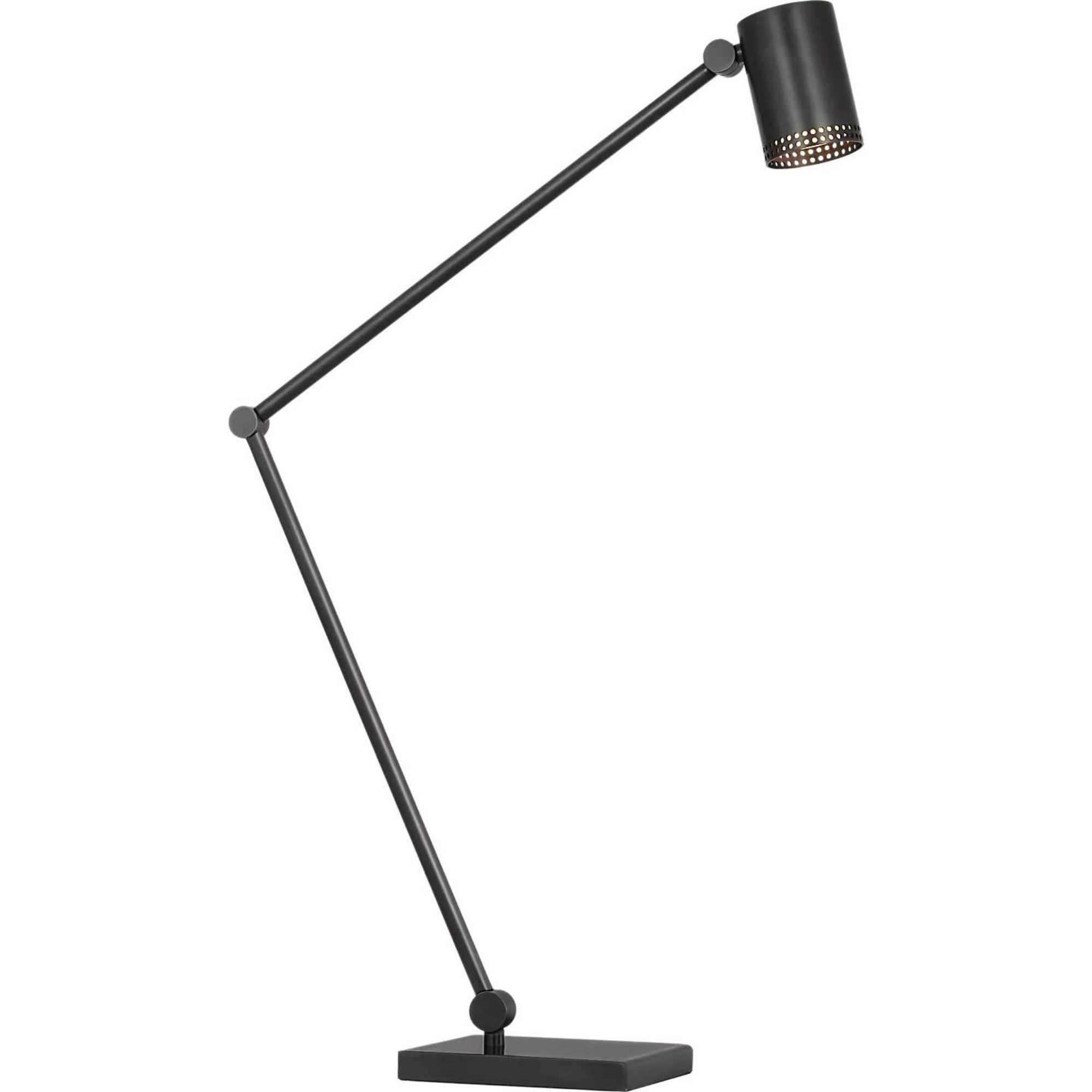 Kelly Wearstler Precision Articulating Table Lamp in Bronze with White Glass W5" x H19.5" - 30.25" x E17.25" - 21.25"