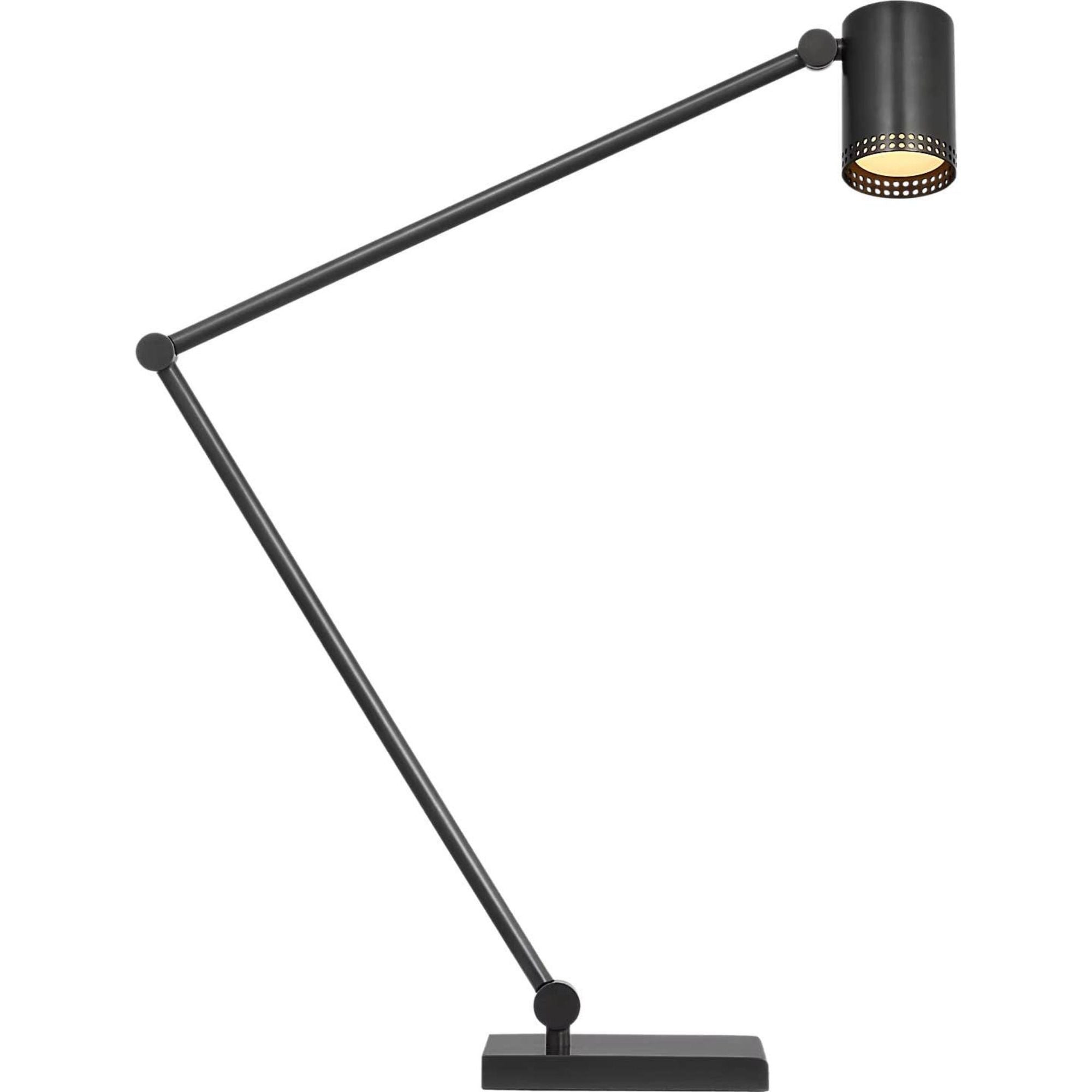 Kelly Wearstler Precision Articulating Table Lamp in Bronze with White Glass W5" x H19.5" - 30.25" x E17.25" - 21.25"