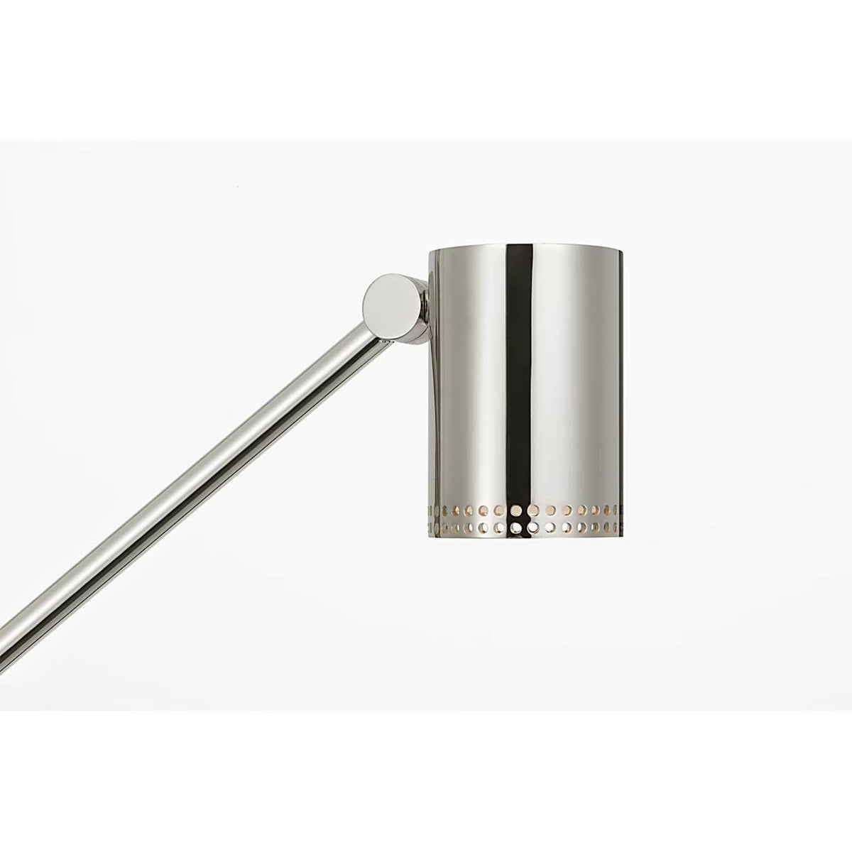 Kelly Wearstler Precision Articulating Table Lamp in Polished Nickel with White Glass W5" x H19.5" - 30.25" x E17.25" - 21.25"