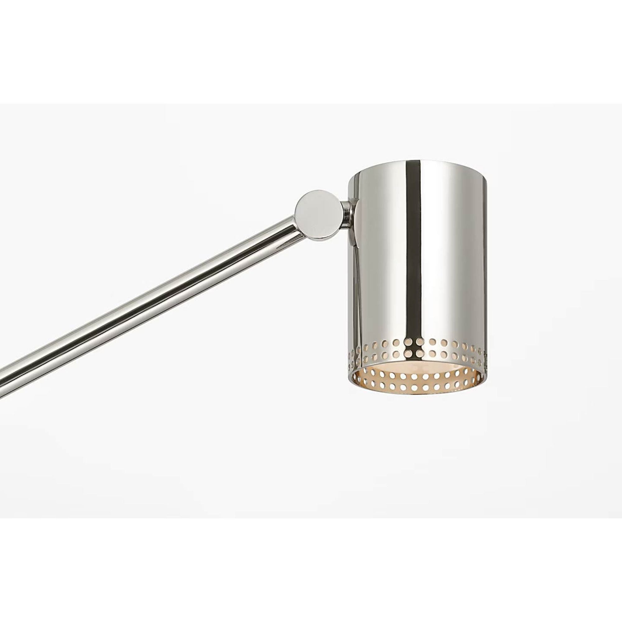 Kelly Wearstler Precision Articulating Table Lamp in Polished Nickel with White Glass W5" x H19.5" - 30.25" x E17.25" - 21.25"