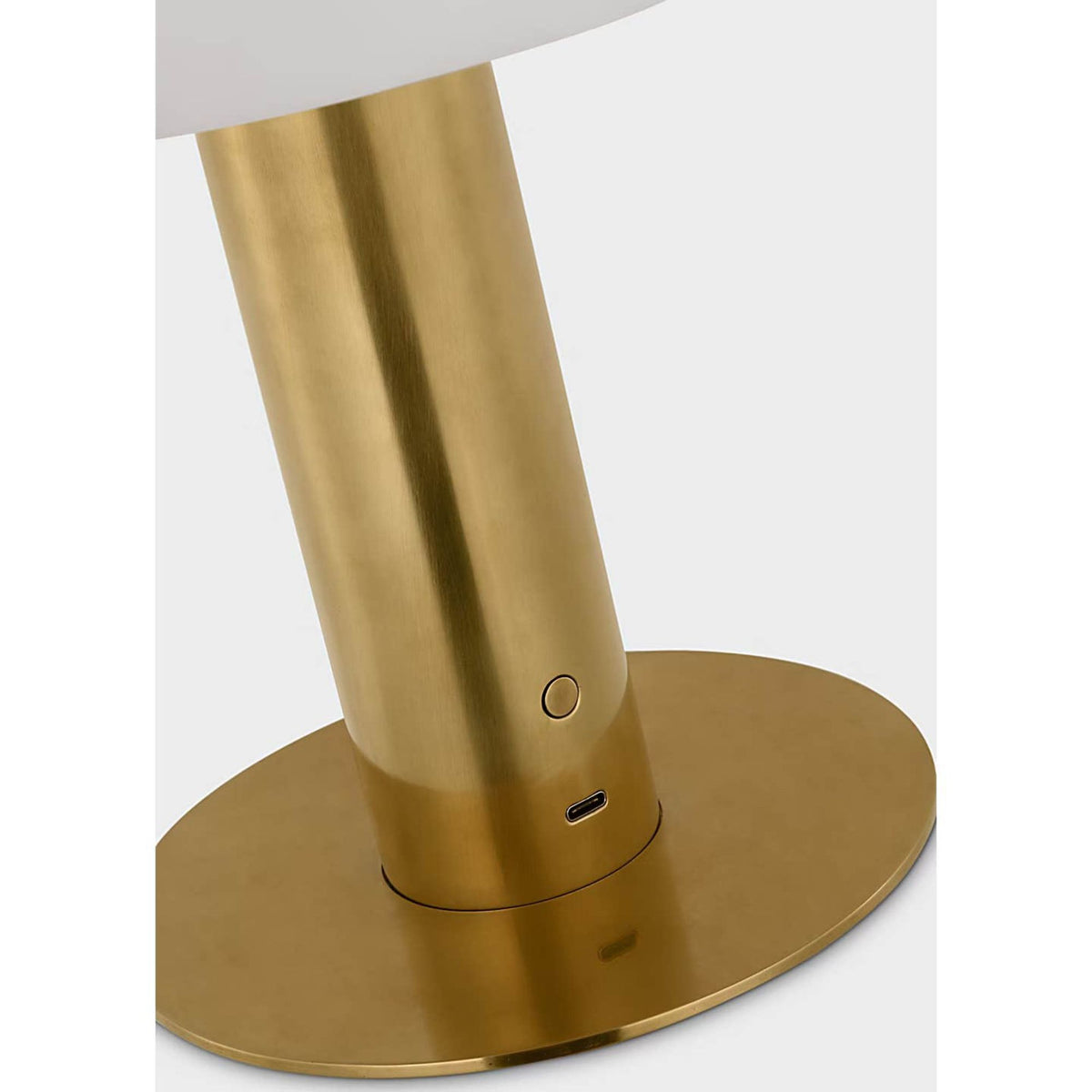 Kelly Wearstler Melange 12" Rechargeable Table Lamp in Antique-Burnished Brass with Alabaster Shade W9.25" x H12"