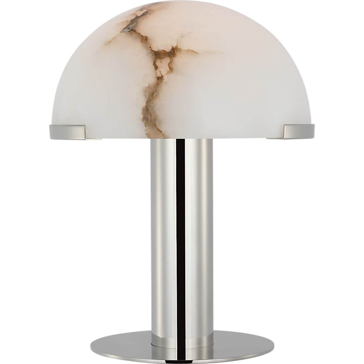 Kelly Wearstler Melange 12" Rechargeable Table Lamp in Polished Nickel with Alabaster Shade W9.25" x H12"
