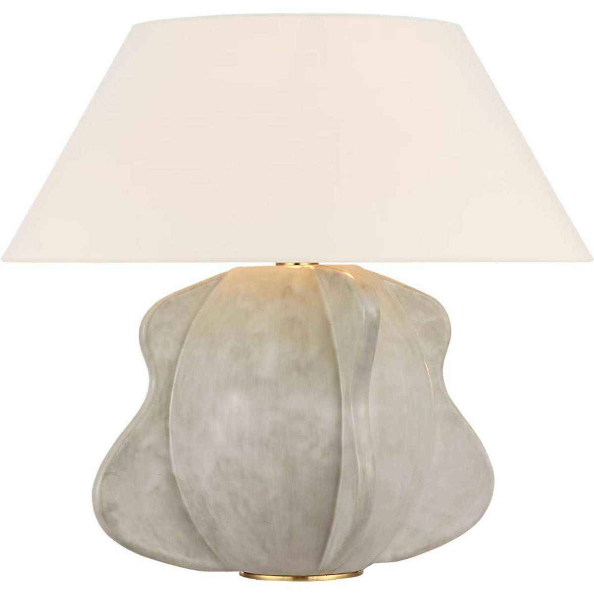 Kelly Wearstler Delmar 22" Table Lamp in Antiqued White with Linen Shade W23.75" x H22.25"