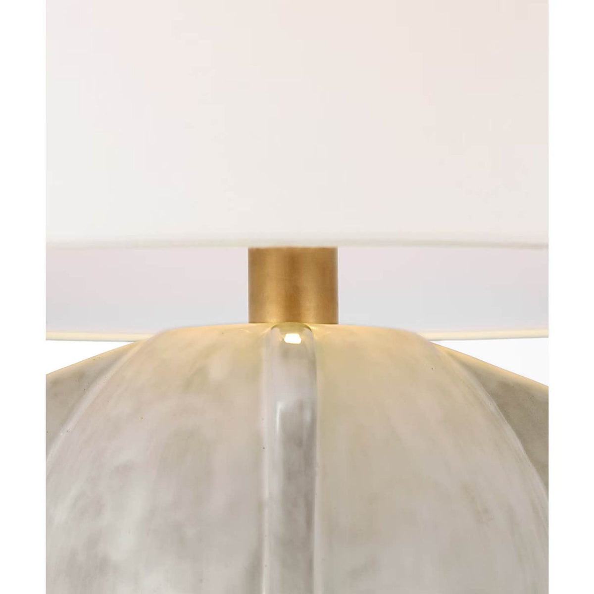 Kelly Wearstler Delmar 22" Table Lamp in Antiqued White with Linen Shade W23.75" x H22.25"