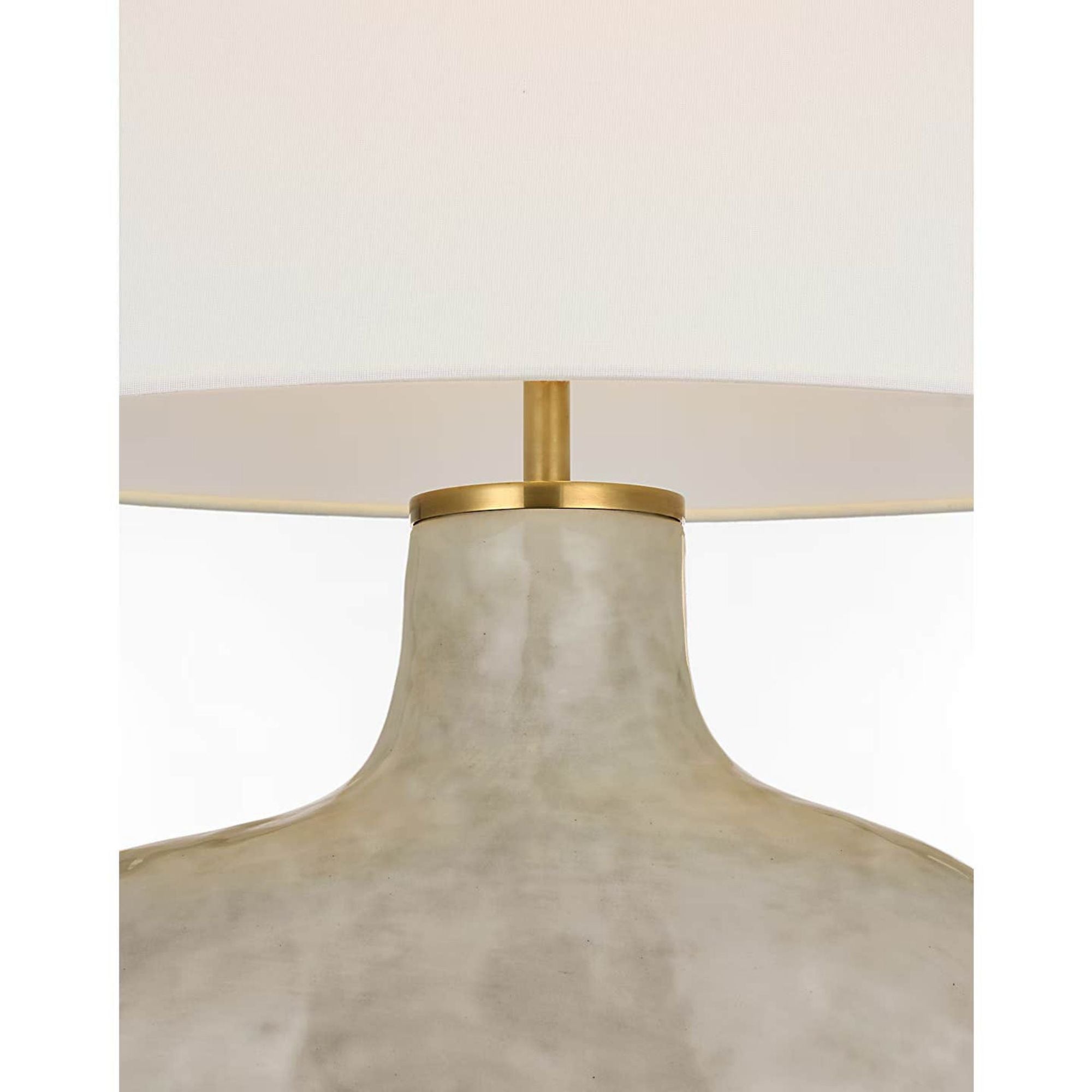 Kelly Wearstler Beton Medium Table Lamp in Antiqued White with Linen Shade W18.5" x H28.25"