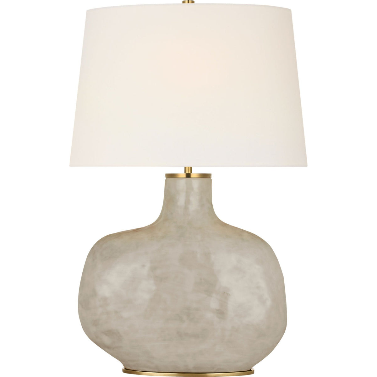 Kelly Wearstler Beton Medium Table Lamp in Antiqued White with Linen Shade W18.5" x H28.25"