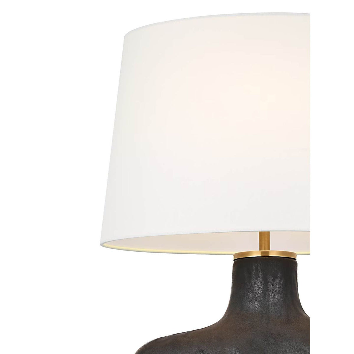 Kelly Wearstler Beton Medium Table Lamp in Stained Black Metallic with Linen Shade W18.5" x H28.25"