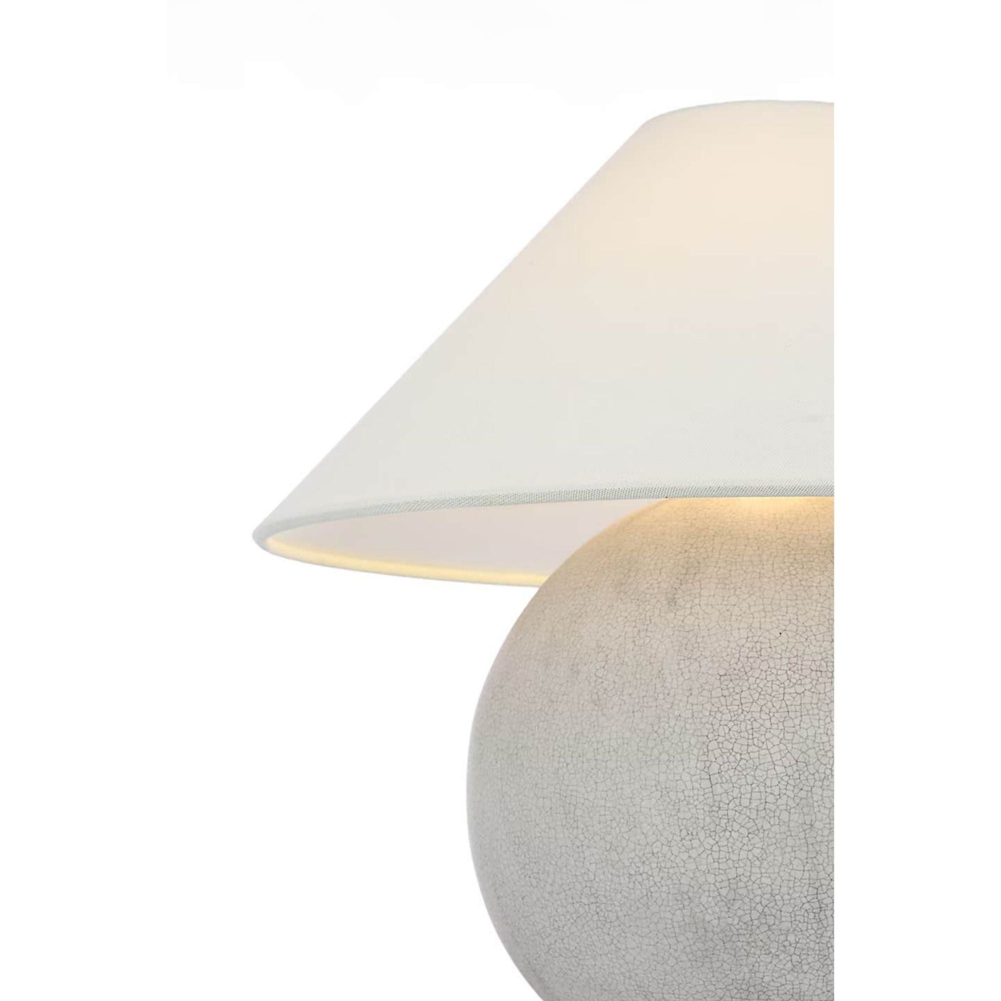 Kelly Wearstler Lindo 14" Accent Lamp in Moonwhite with Linen Shade W15" x H13.75"