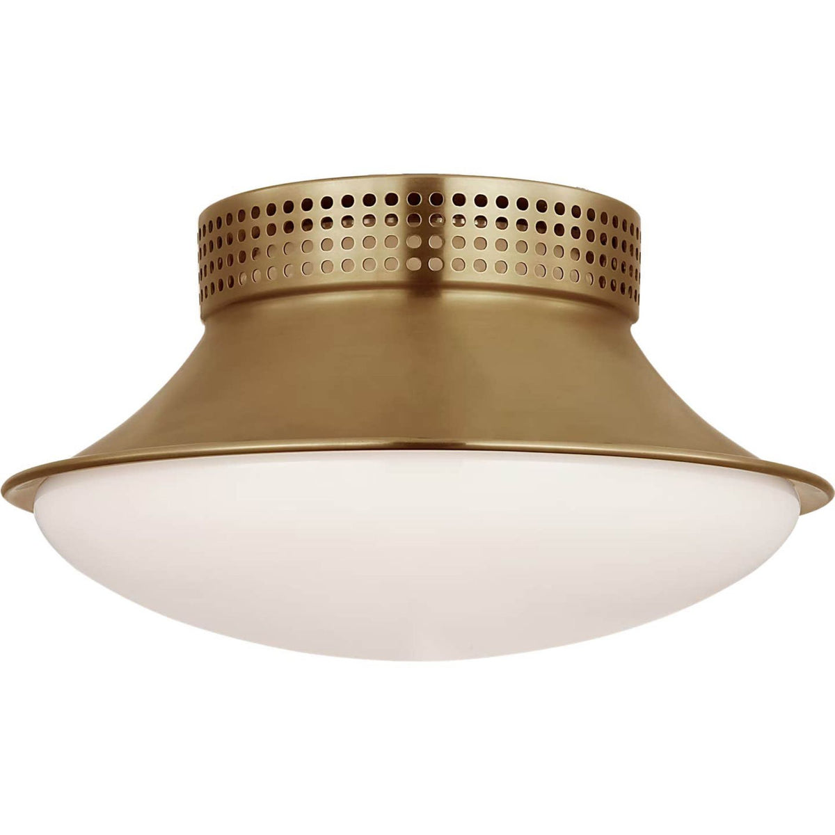 Kelly Wearstler Precision 9" Downlight Flush Mount in Antique-Burnished Brass with White Glass W8.5" x H4.5"