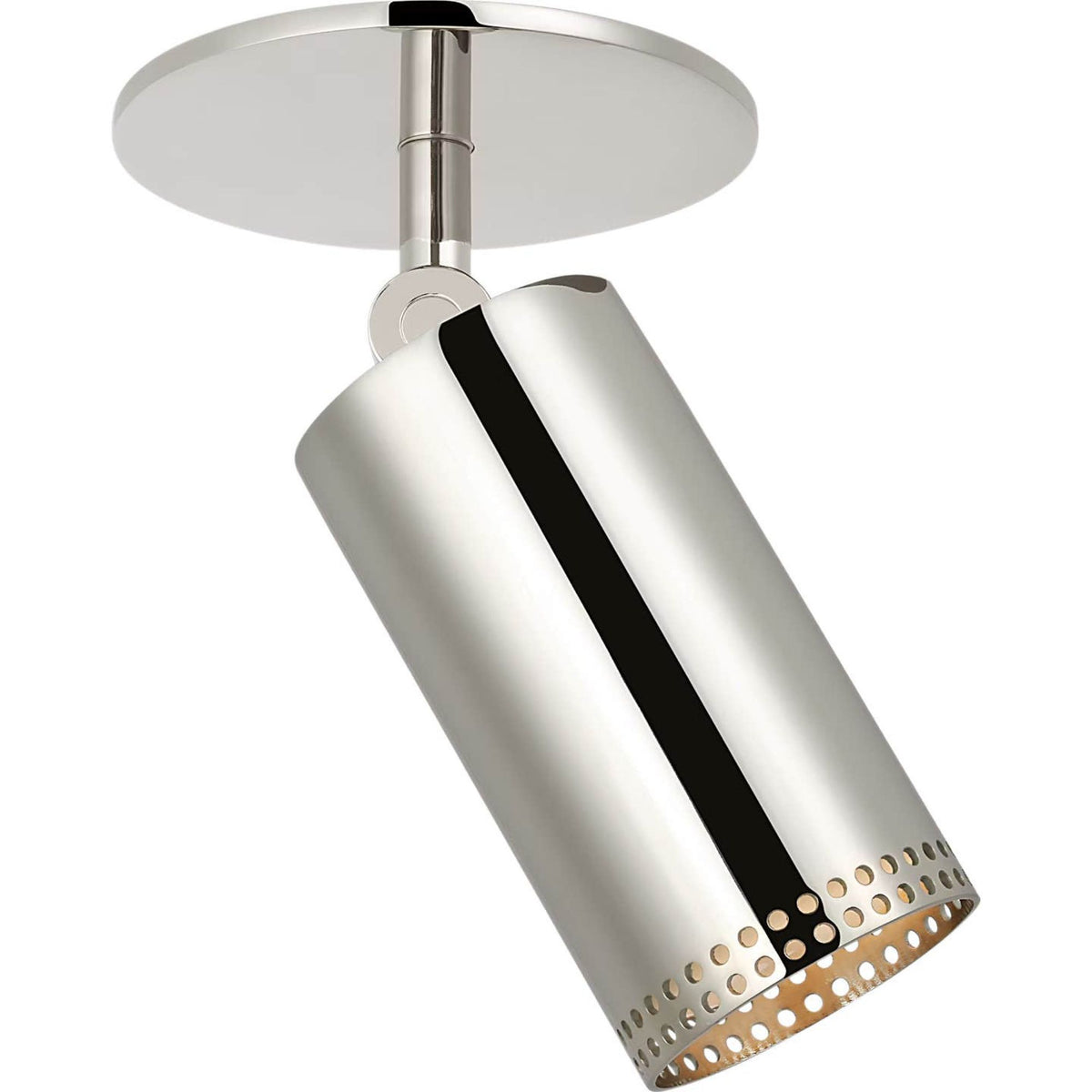 Kelly Wearstler Precision 3" Directional Monopoint Flush Mount in Polished Nickel with White Glass W2.5" x H6.75"