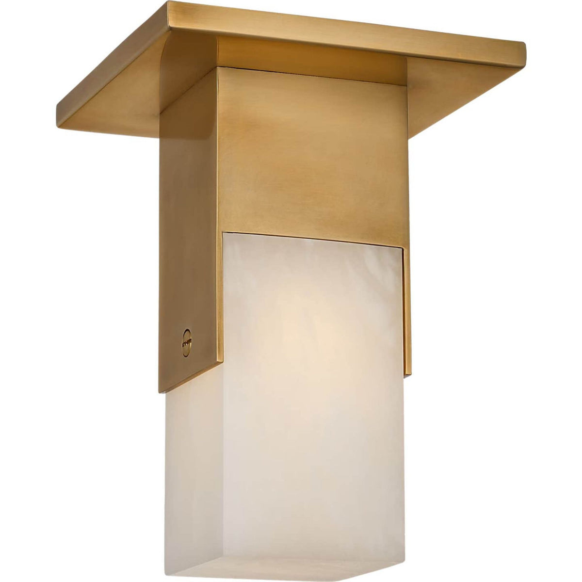 Kelly Wearstler Covet Short Monopoint Flush Mount in Antique-Burnished Brass with Alabaster W2.25" x H5.5"
