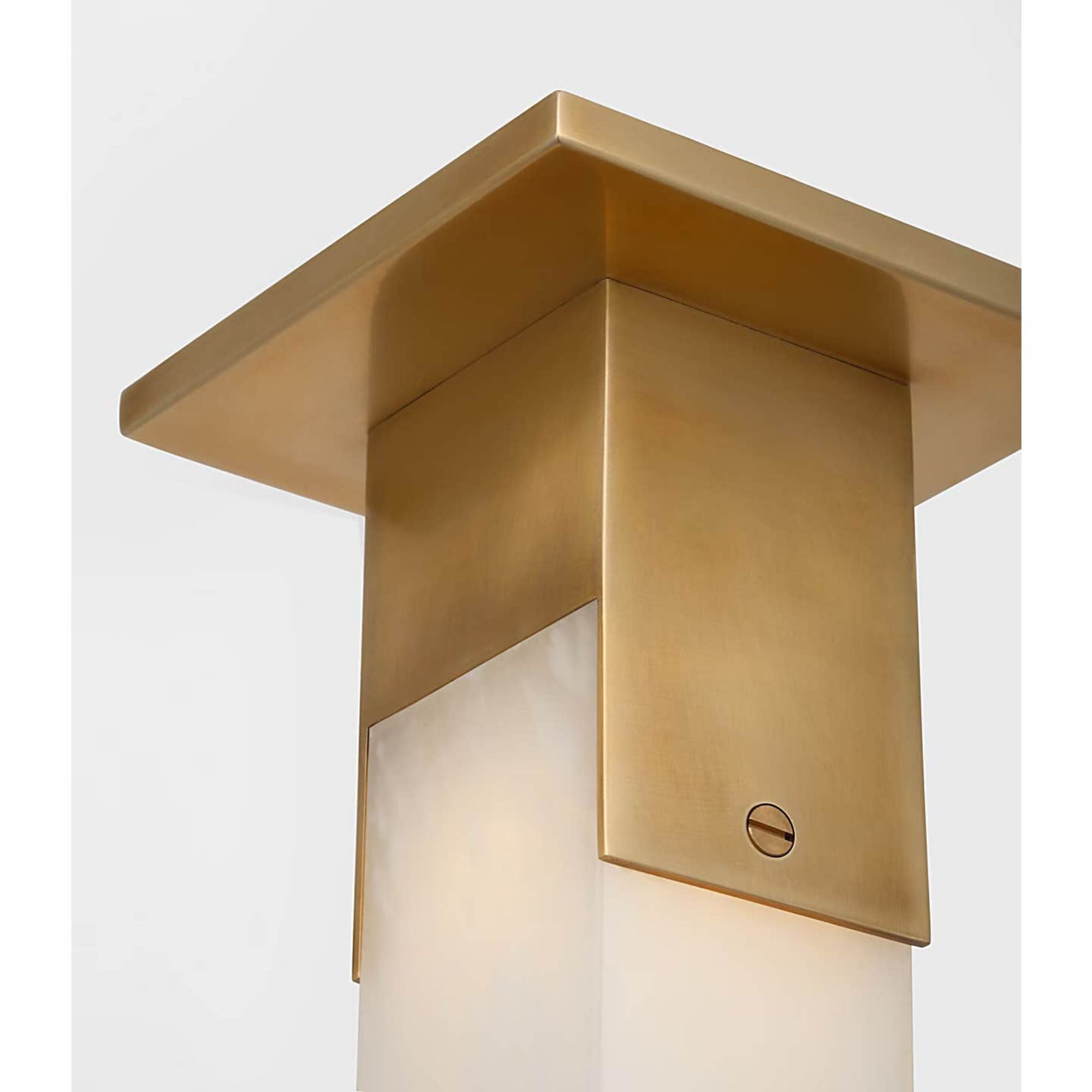 Kelly Wearstler Covet Short Monopoint Flush Mount in Antique-Burnished Brass with Alabaster W2.25" x H5.5"