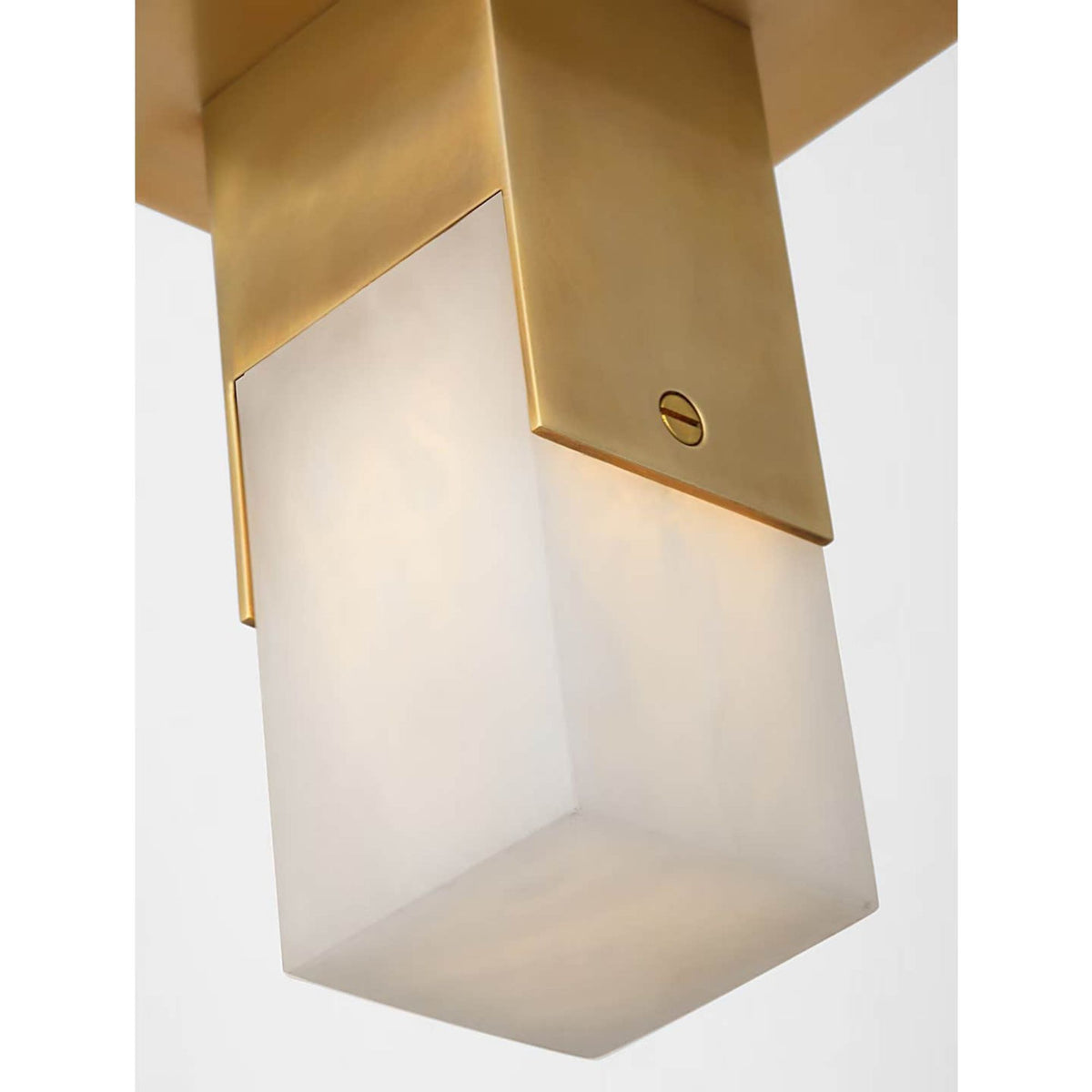 Kelly Wearstler Covet Short Monopoint Flush Mount in Antique-Burnished Brass with Alabaster W2.25" x H5.5"