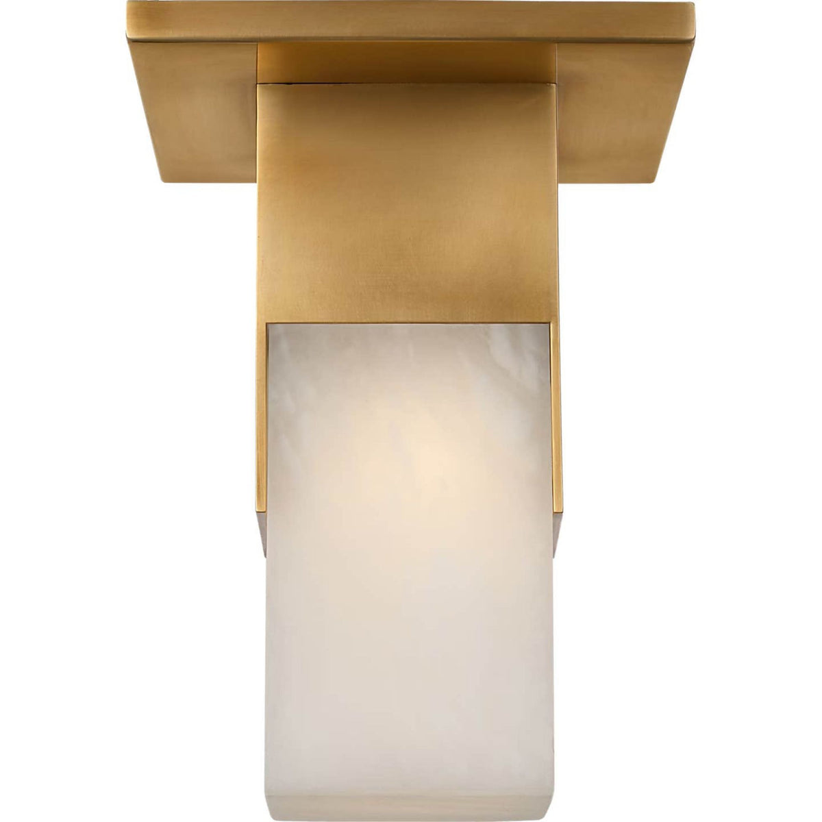 Kelly Wearstler Covet Short Monopoint Flush Mount in Antique-Burnished Brass with Alabaster W2.25" x H5.5"