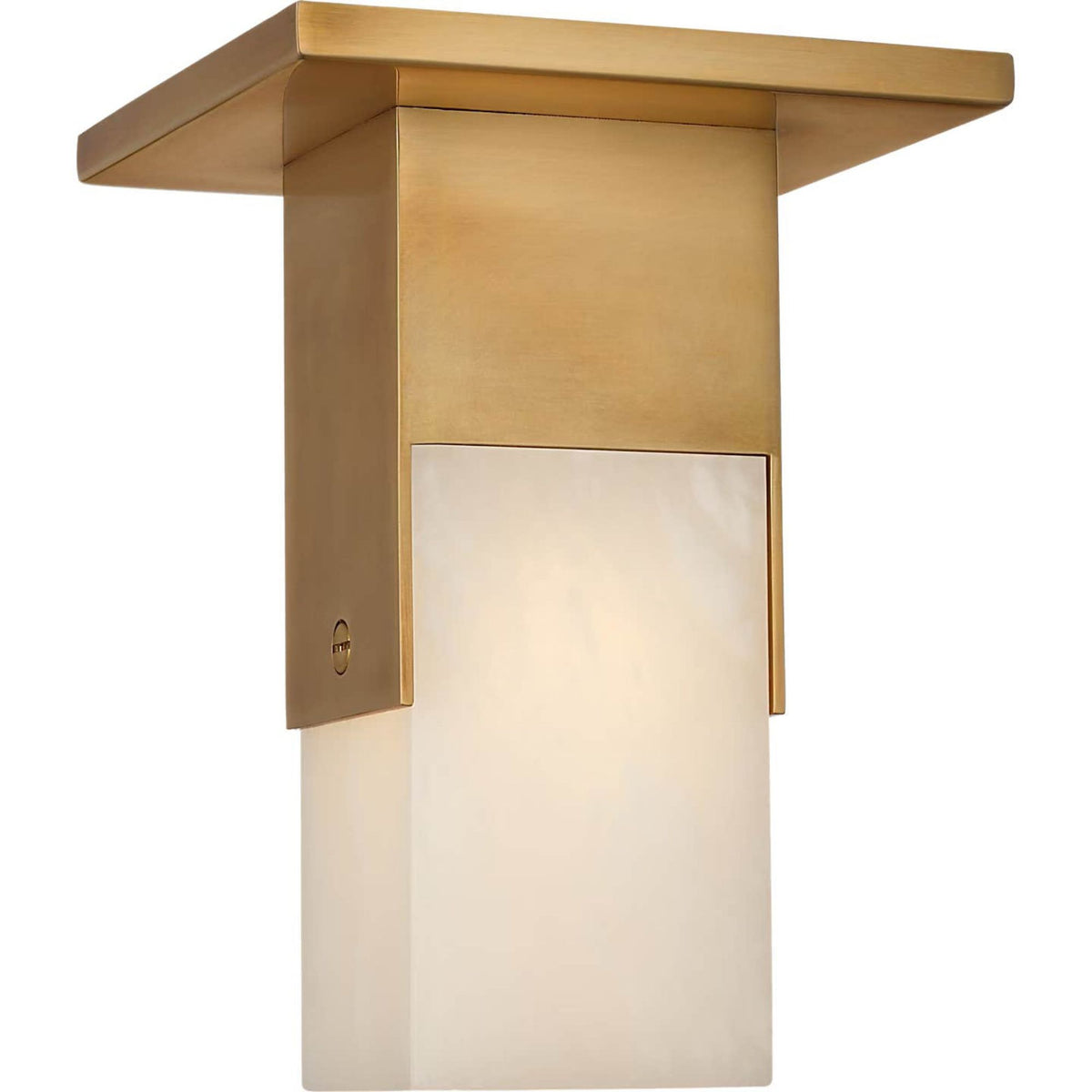 Kelly Wearstler Covet Short Monopoint Flush Mount in Antique-Burnished Brass with Alabaster W2.25" x H5.5"