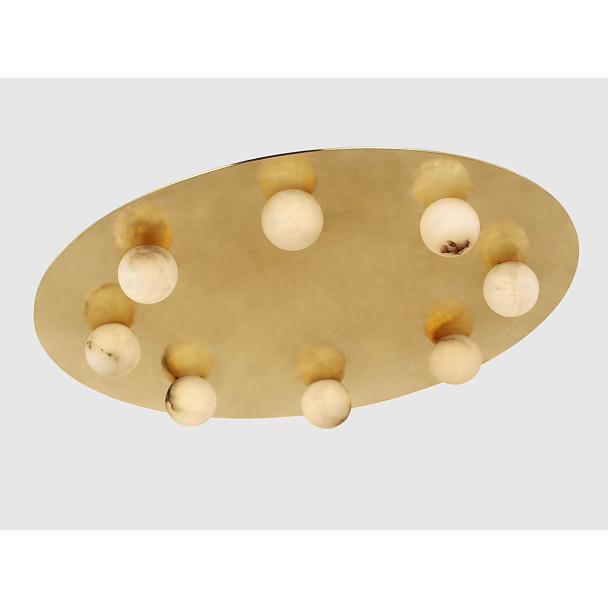 Kelly Wearstler Pertica 30" Eight Light Flush Mount in Mirrored Antique Brass with Alabaster W30" x H3.75"