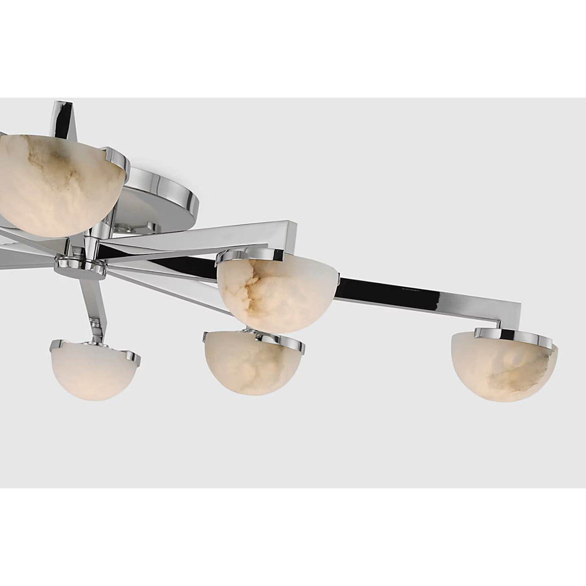 Kelly Wearstler Pedra Large Staggered Arm Flush Mount in Polished Nickel with Alabaster W36" x H6"