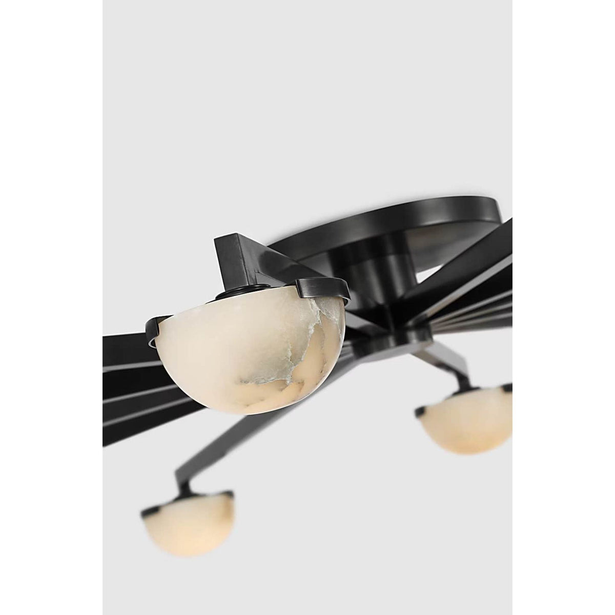 Kelly Wearstler Pedra Grande Staggered Arm Flush Mount in Bronze with Alabaster W60" x H6"