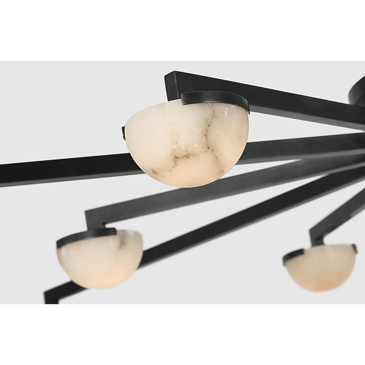 Kelly Wearstler Pedra Grande Staggered Arm Flush Mount in Bronze with Alabaster W60" x H6"