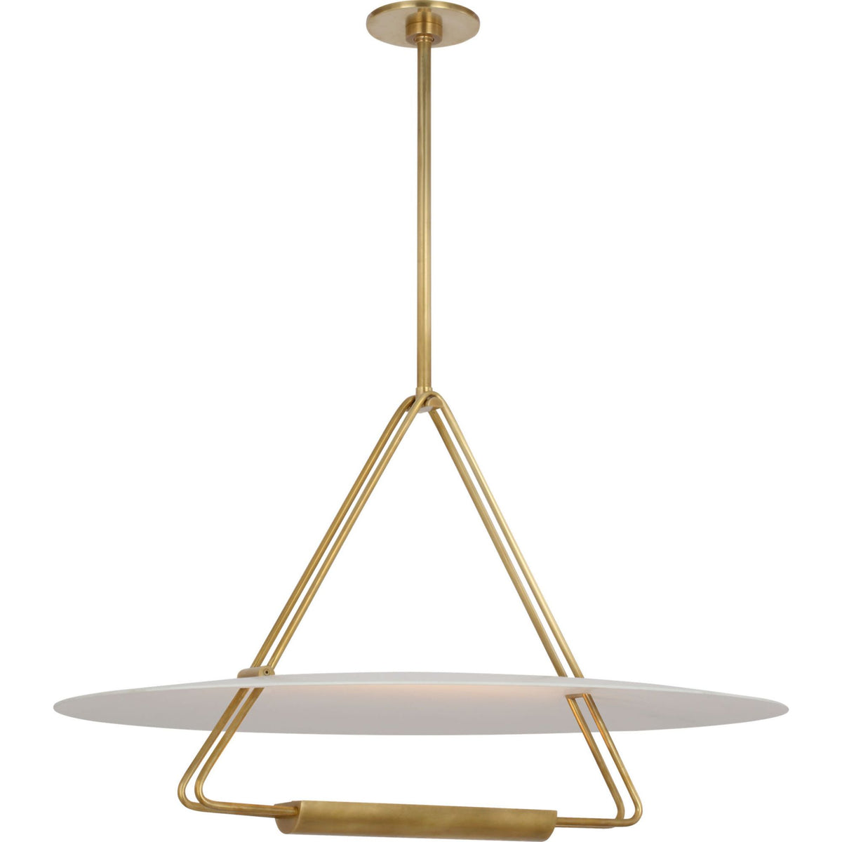 Kelly Wearstler Teline 30" Round Chandelier in Antique-Burnished Brass and Matte White W30"