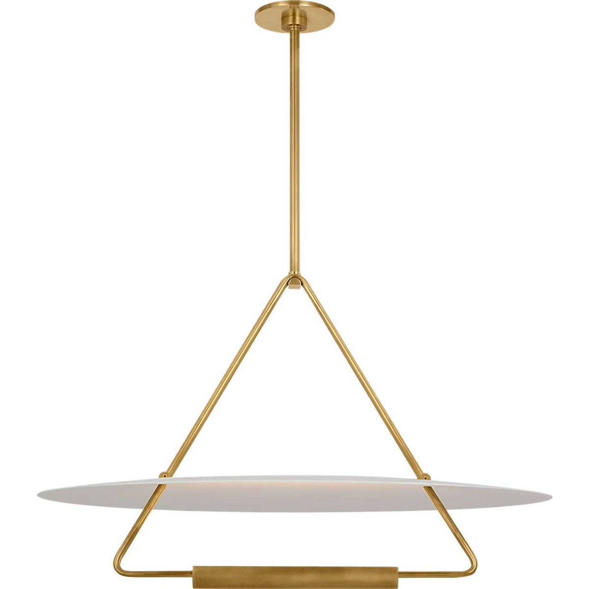 Kelly Wearstler Teline 30" Round Chandelier in Antique-Burnished Brass and Matte White W30"