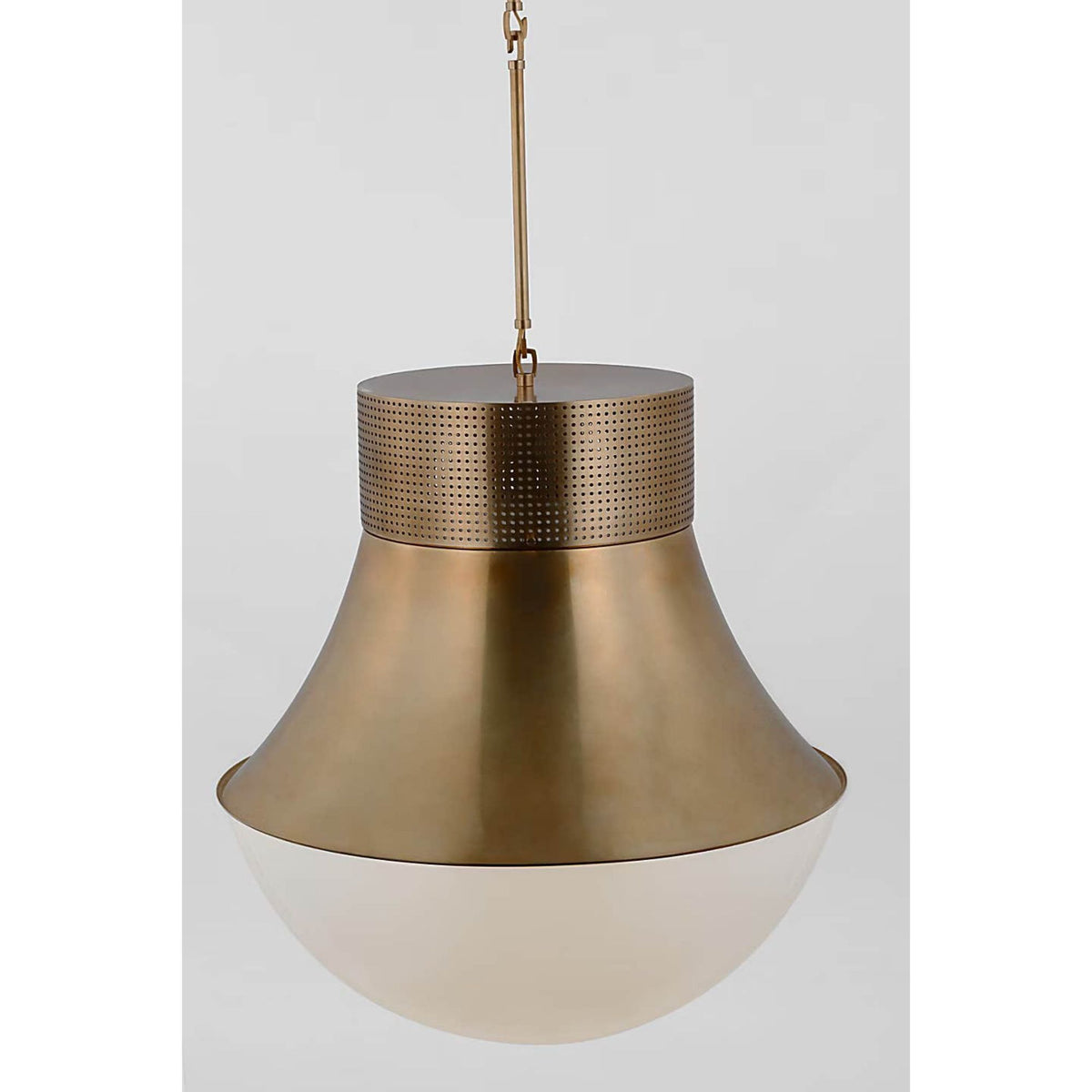 Kelly Wearstler Precision 24" Pendant in Antique-Burnished Brass with White Glass W24"
