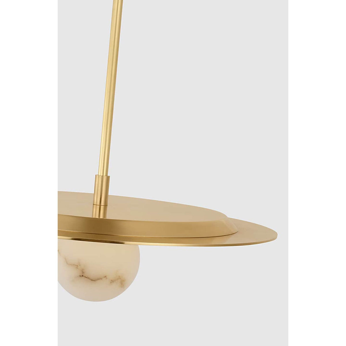 Kelly Wearstler Pertica 18" Disc Pendant in Mirrored Antique Brass with Alabaster W18"