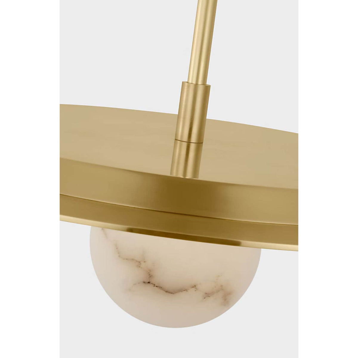 Kelly Wearstler Pertica 18" Disc Pendant in Mirrored Antique Brass with Alabaster W18"