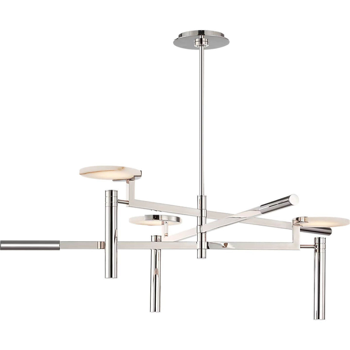 Kelly Wearstler Melange 36" Floating Disc Chandelier in Polished Nickel with Alabaster W36"