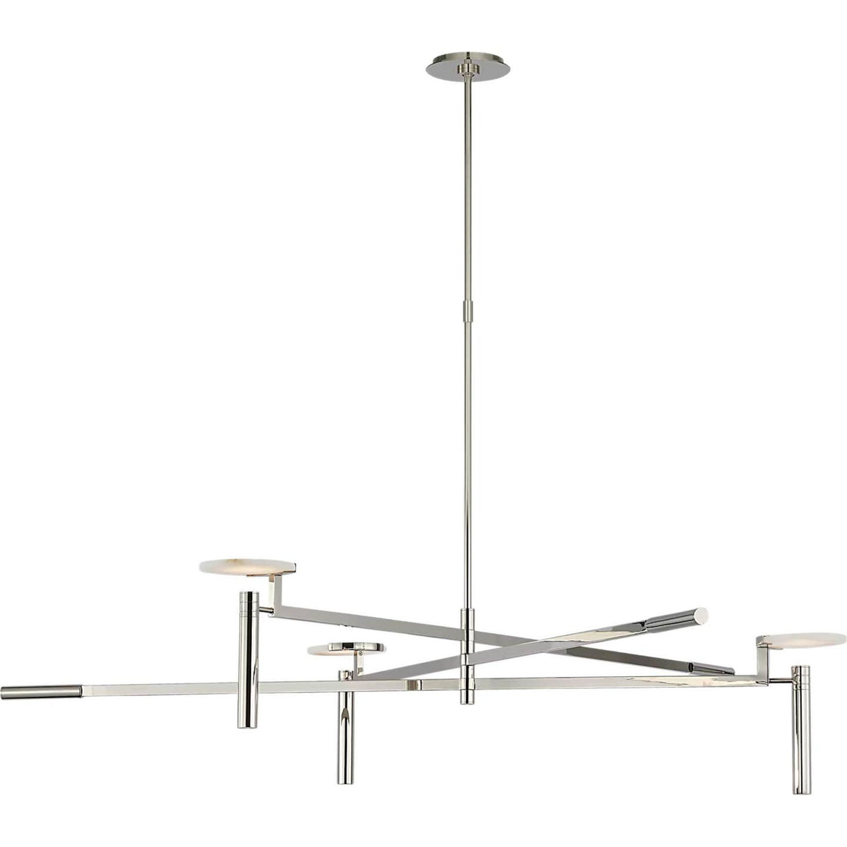 Kelly Wearstler Melange Grande Floating Disc Chandelier in Polished Nickel with Alabaster W60"