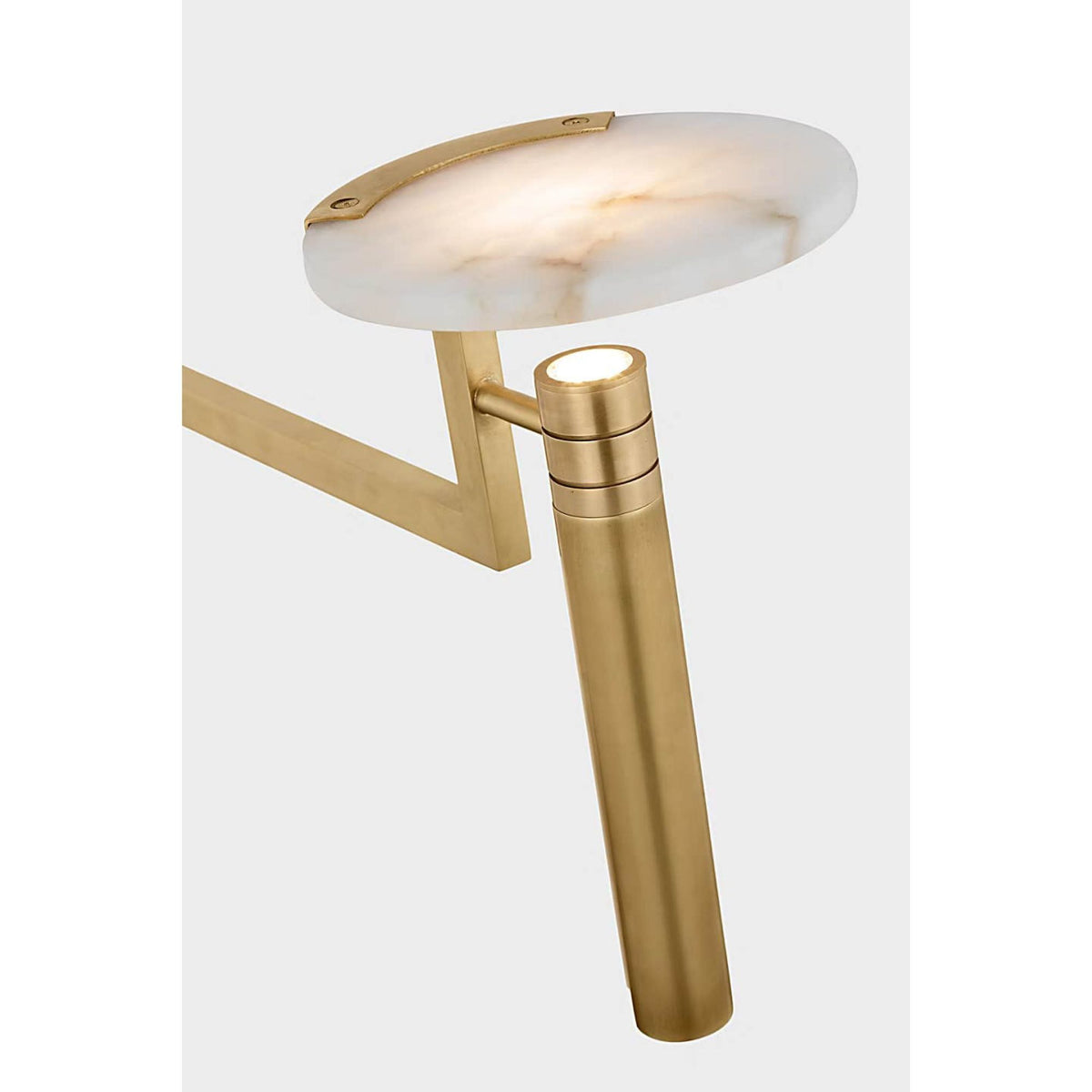 Kelly Wearstler Melange Extra Large Floating Disc Linear Chandelier in Antique-Burnished Brass with Alabaster W6" x 60"
