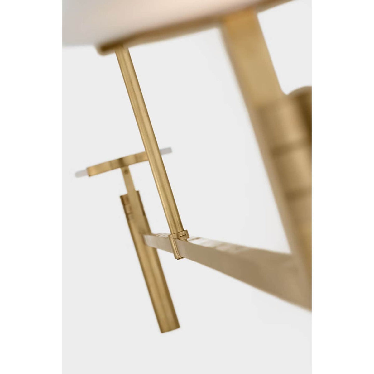 Kelly Wearstler Melange Extra Large Floating Disc Linear Chandelier in Antique-Burnished Brass with Alabaster W6" x 60"