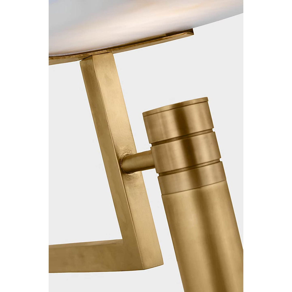 Kelly Wearstler Melange Extra Large Floating Disc Linear Chandelier in Antique-Burnished Brass with Alabaster W6" x 60"