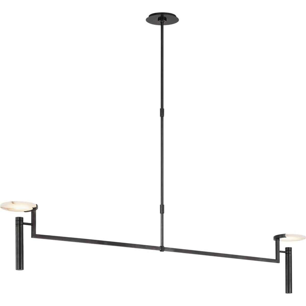 Kelly Wearstler Melange Extra Large Floating Disc Linear Chandelier in Bronze with Alabaster W6" x 60"