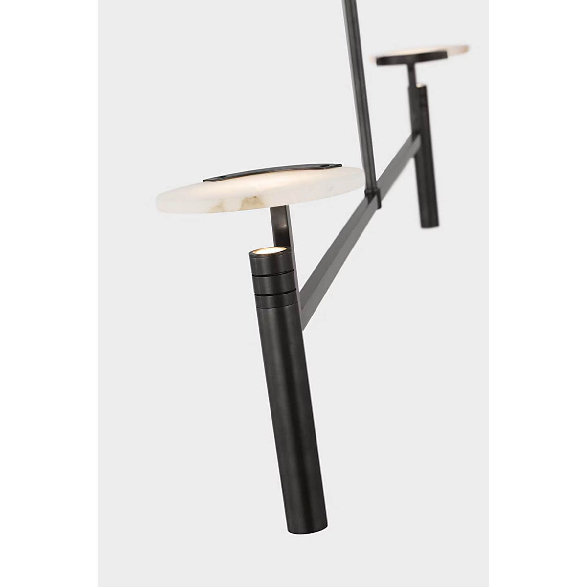 Kelly Wearstler Melange Extra Large Floating Disc Linear Chandelier in Bronze with Alabaster W6" x 60"