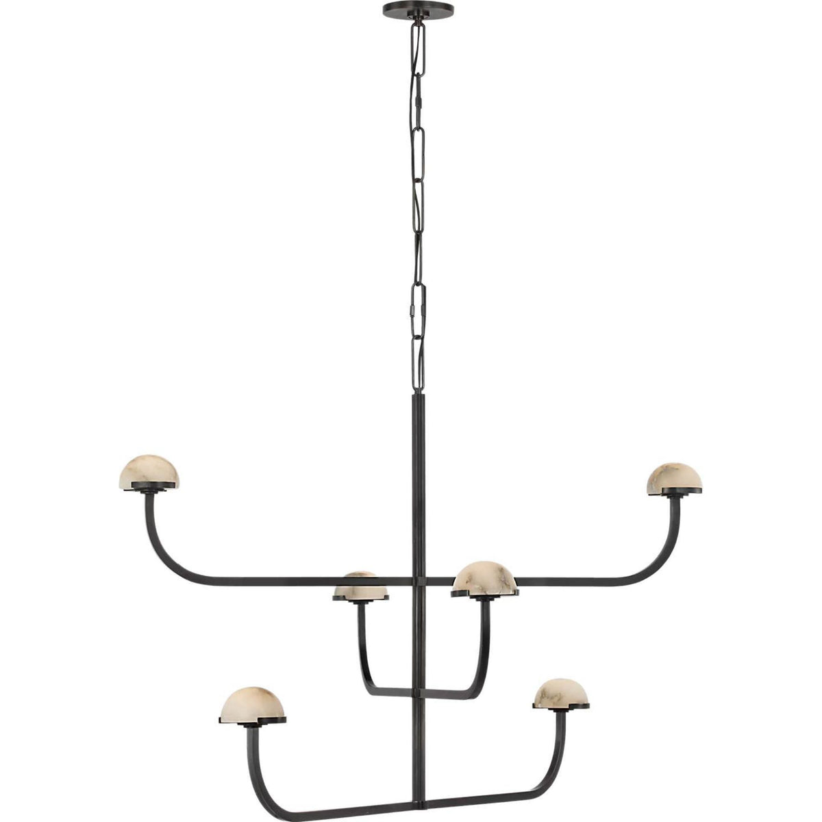 Kelly Wearstler Pedra Three Tier Shallow Chandelier in Bronze with Alabaster W40.75" x H32.25"