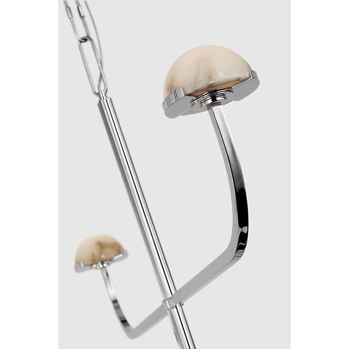 Kelly Wearstler Pedra Three Tier Shallow Chandelier in Polished Nickel with Alabaster W40.75" x H32.25"